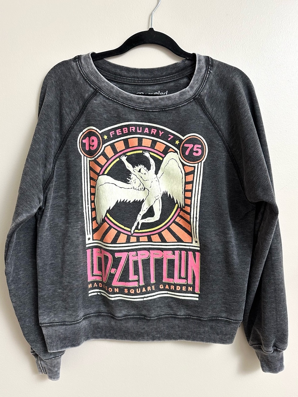 Led Zeppelin Recycled Karma Graphic Oversized Pullover Rocker Chic 90s Grunge